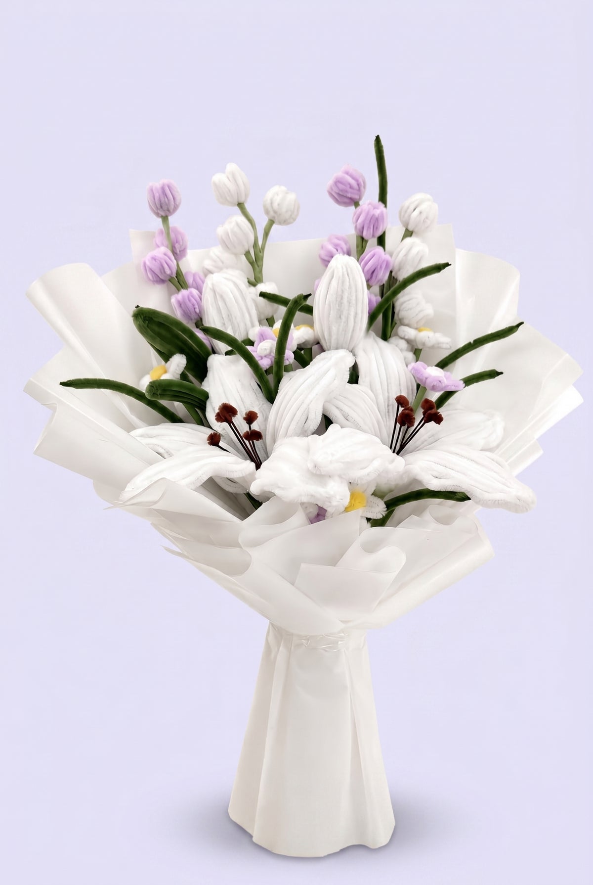 Moonlight Lily Bouquet - handcrafted chenille forever flowers
