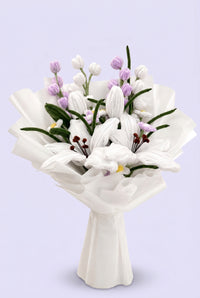 Moonlight Lily Bouquet - handcrafted chenille forever flowers
