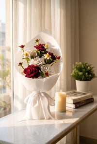 Rosewood Romance Bouquet - handcrafted chenille forever flowers