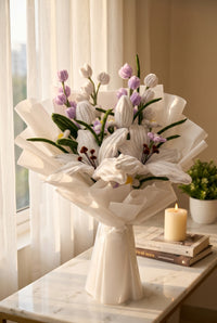 Moonlight Lily Bouquet - handcrafted chenille forever flowers