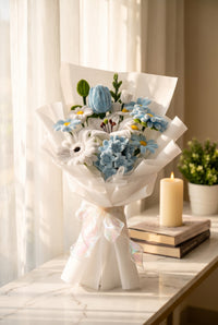 Something Blue Bouquet - handcrafted chenille forever flowers