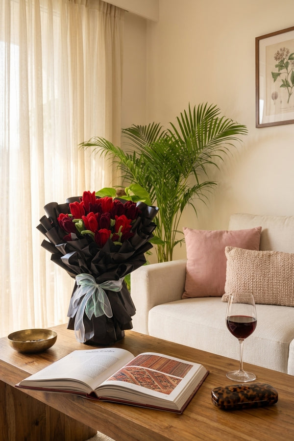 Classic Red Velvet Tulips