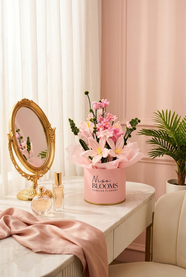 Blush Lily Hat Box lifestyle