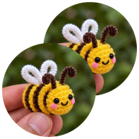 Two Busy Bee crochet charms